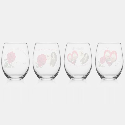 Red Rose aangepaste Jubileum Drinkware set Wijnglas Zonder Voet (Achterkant)