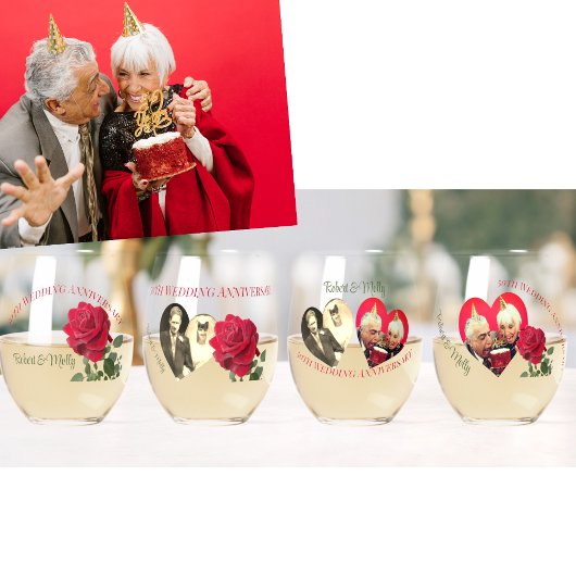 Red Rose aangepaste Jubileum Drinkware set Wijnglas Zonder Voet