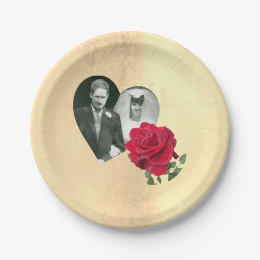 Red Rose aangepaste Jubileum Papieren Bordje (Voorkant)