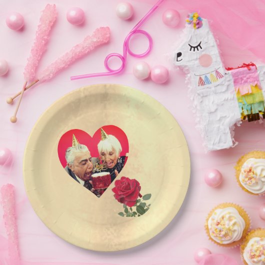 Red Rose aangepaste Jubileum Papieren Bordje (Feest)