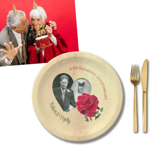 Red Rose aangepaste Jubileum Papieren Bordje
