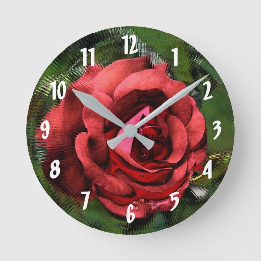 Red Rose Abstract Flower Art Ronde Klok (Voorkant)