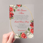 Red Rose acryl Quinceanera uitnodiging (Insitu (Draagbaar))