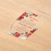 Red Rose acryl Quinceanera uitnodiging (Laagn)