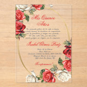 Red Rose acryl Quinceanera uitnodiging (Voorkant)