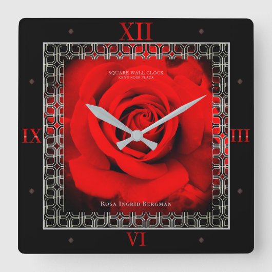 Red Rose [Acrylic Wall Clock] Vierkante Klok (Voorkant)
