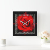 Red Rose [Acrylic Wall Clock] Vierkante Klok (Huis)