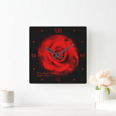 Red Rose:Acrylic Wall Clock Vierkante Klok (Huis)