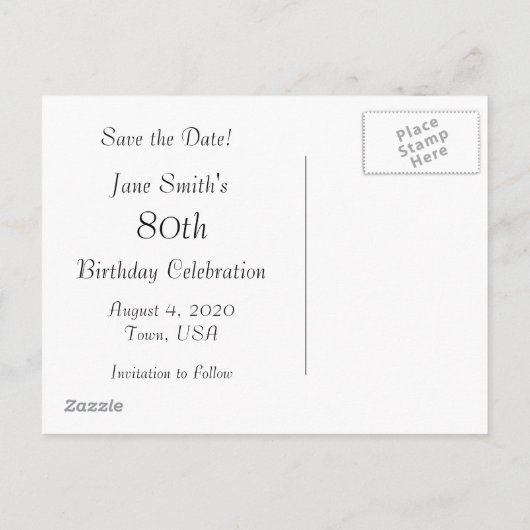 Red Rose and Daisies Save the Date 80th Birthday Aankondigingskaart (Achterkant)