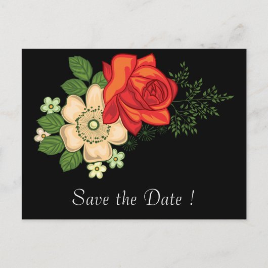 Red Rose and Daisies Save the Date 80th Birthday Aankondigingskaart (Voorkant)
