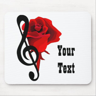 Red Rose and Love Music Mousepad Muismat