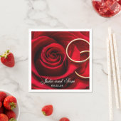 Red Rose and Wedding Rings Personalized Napkins Servet (Insitu)