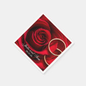 Red Rose and Wedding Rings Personalized Napkins Servet (Hoek)