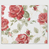Red rose and white classic print cadeaupapier (Vlak)