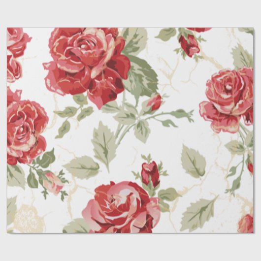 Red rose and white classic print cadeaupapier (Vlak)