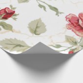 Red rose and white classic print cadeaupapier (Hoek)