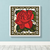  Red Rose Art Deco Canvas Afdruk (Insitu (Houten vloer))