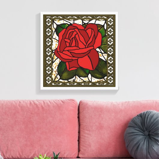 Red Rose Art Deco Canvas Afdruk (Insitu (Woonkamer))