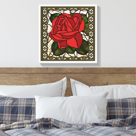 Red Rose Art Deco Canvas Afdruk (Insitu (Slaapkamer))