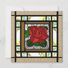 Red Rose Art Deco Glas in lood Kaart