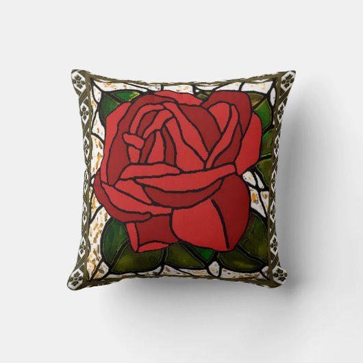  Red Rose Art Deco Kussen (Achterkant)