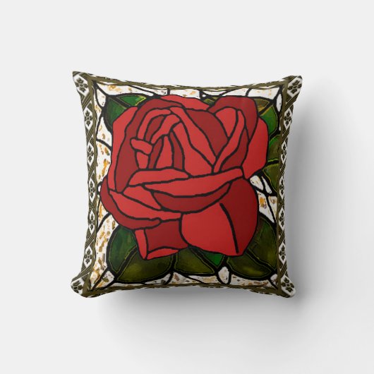 Red Rose Art Deco Kussen (Voorkant)