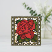 Red Rose Art Deco vergulde Kaart (Staand voorkant)