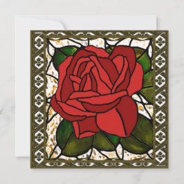 Red Rose Art Deco vergulde Kaart
