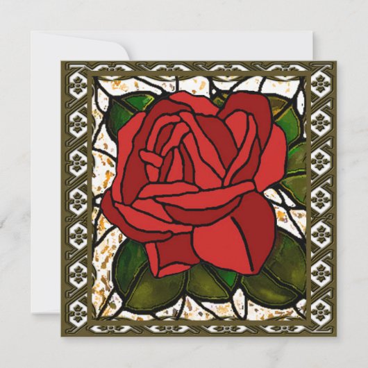 Red Rose Art Deco vergulde Kaart (Voorkant)