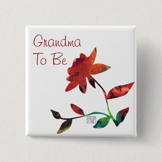 Red Rose Art Grandma Vierkante Button 5,1 Cm (Voorkant)