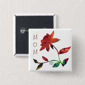 Red Rose Art MOM Vierkante Button 5,1 Cm (Voorkant /achterkant)