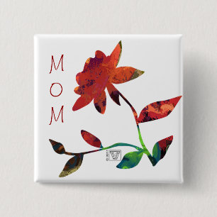 Red Rose Art MOM Vierkante Button 5,1 Cm