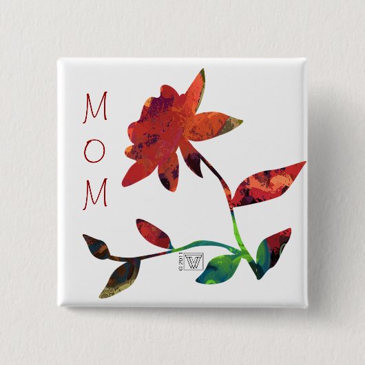 Red Rose Art MOM Vierkante Button 5,1 Cm (Voorkant)