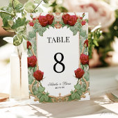 Red Rose Art Nouveau Wedding Table Number Kaart