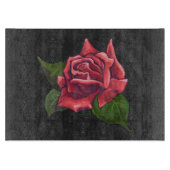 Red Rose Art over zwart Snijplank (Voorkant)