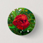 RED ROSE ART RONDE BUTTON 3,2 CM (Voorkant)