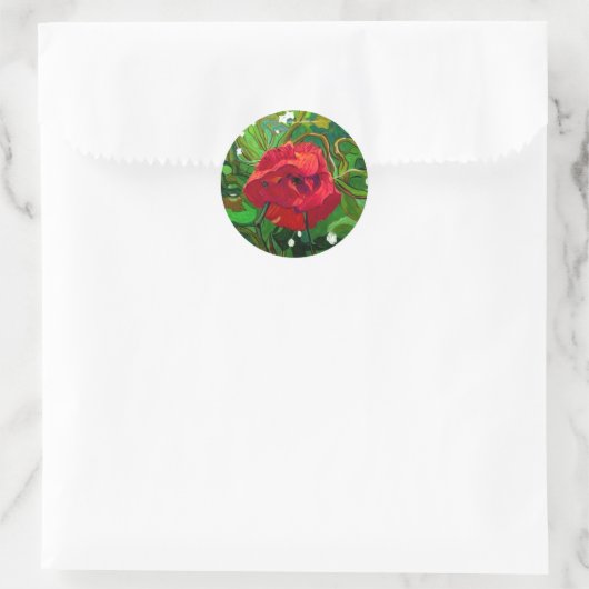 RED ROSE ART RONDE STICKER (Tas)