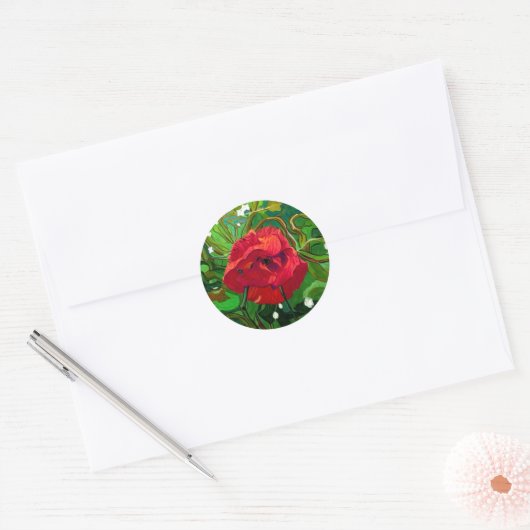 RED ROSE ART RONDE STICKER (Envelop)