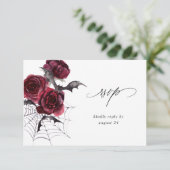 Red Rose & Bat Halloween Party Een maaltijd RSVP W (Staand voorkant)