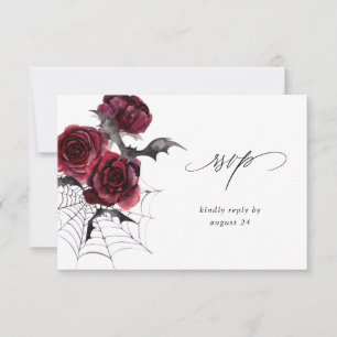 Red Rose & Bat Halloween Party Een maaltijd RSVP W Kaartje