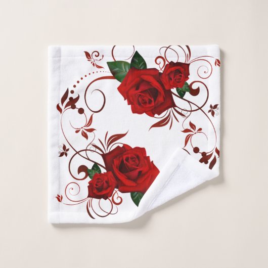 Red Rose Bathroom Towel sets Bad Handdoek (Wasdoekje)