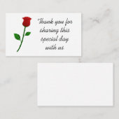 Red Rose Bedankt Bloem Trouwplaats Informatiekaartje (Voorkant / Achterkant)