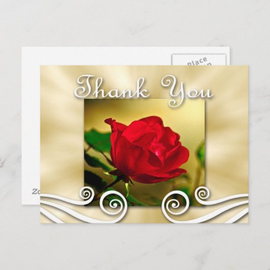 Red Rose Bedankt Briefkaart (Voorkant / Achterkant)