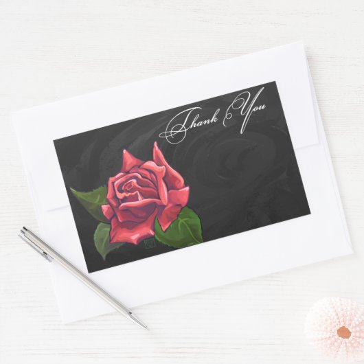 Red Rose Bedankt Rechthoekige Sticker (Envelop)