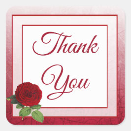 Red Rose Bedankt voor je bruiloft. Vierkante Sticker