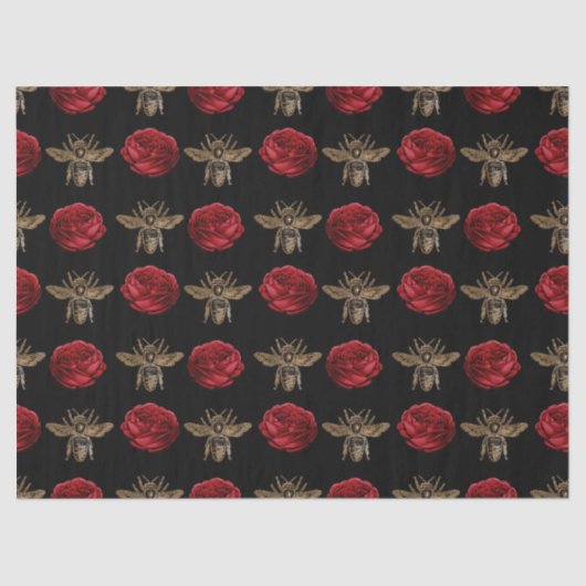 Red Rose Bee Series Design 16 Weefselpapier Tissuepapier (Voorkant)