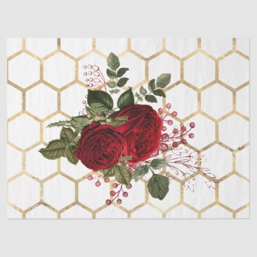 Red Rose Bee Series Design 66 Tissuepapier (Voorkant)