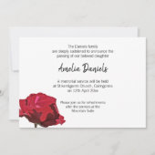 Red Rose begrafenisaankondiging Kaart (Voorkant)