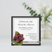 Red Rose begrafenisaankondiging Kaart (Staand voorkant)