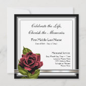 Red Rose begrafenisaankondiging Kaart (Voorkant)